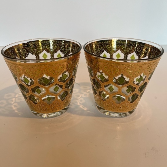 Mid-Century Modern Culver Double Old Fashion Glasses - Valencia Pattern - Picture 10 of 10